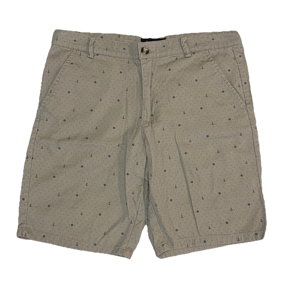 Public Record Men's‎ Brown Size 32x9 All Over Nautical Print Everyday Shorts Tan